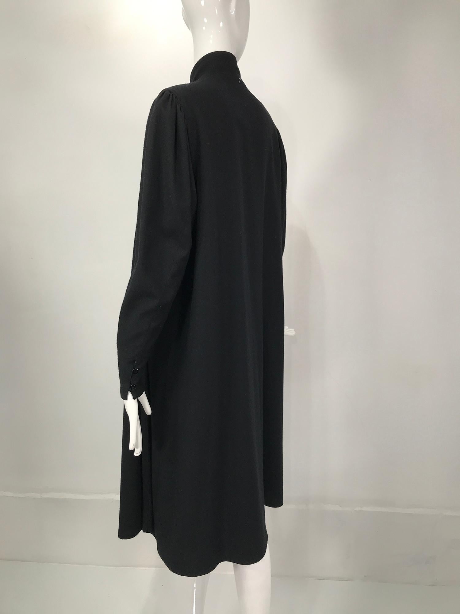 Kenzo Double Face Black Wool Cheongsam Style Coat 1980s For Sale 1
