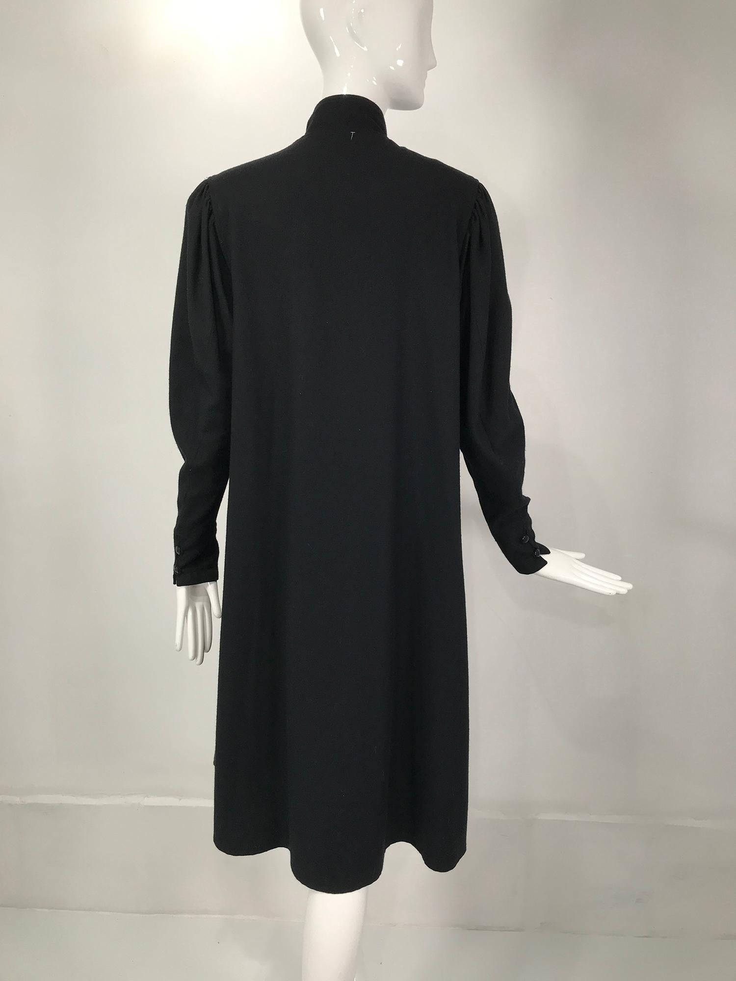 Kenzo Double Face Black Wool Cheongsam Style Coat 1980s For Sale 3
