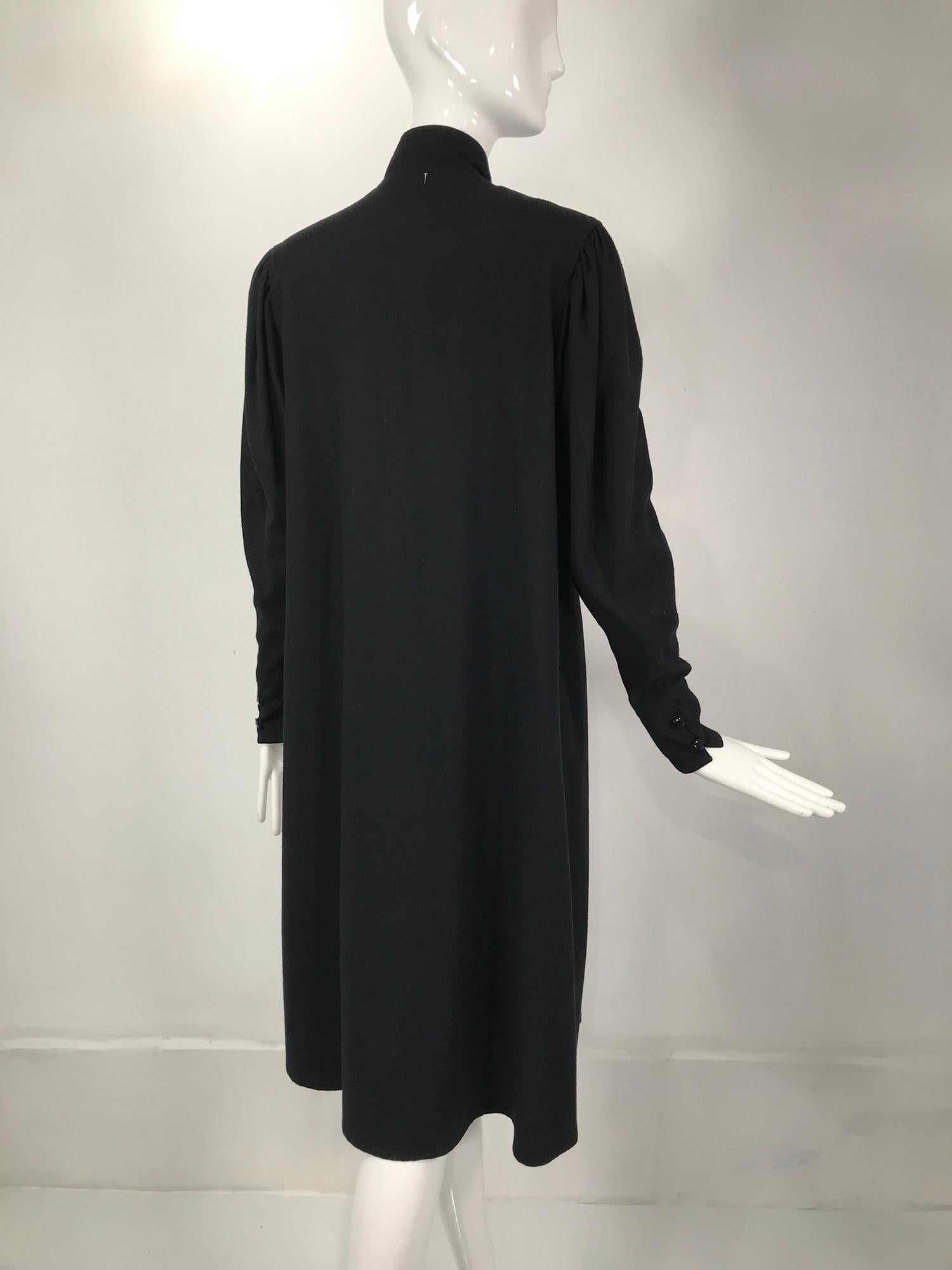 Kenzo Double Face Black Wool Cheongsam Style Coat 1980s For Sale 4
