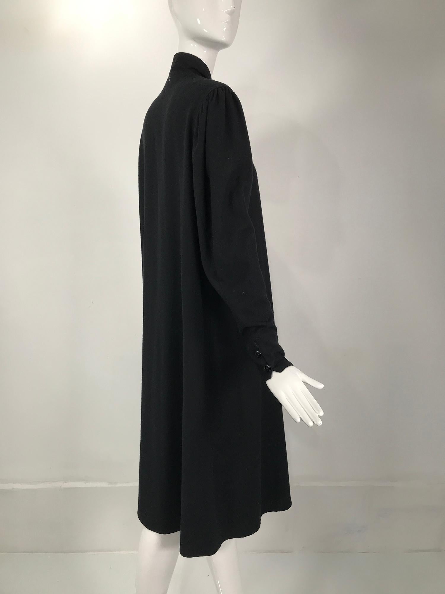 Kenzo Double Face Black Wool Cheongsam Style Coat 1980s For Sale 5