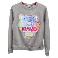 Kenzo Embroidered Tiger Sweatshirt in Grey Cotton