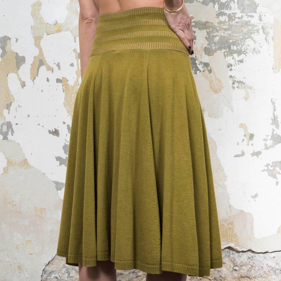 green flared skirt
