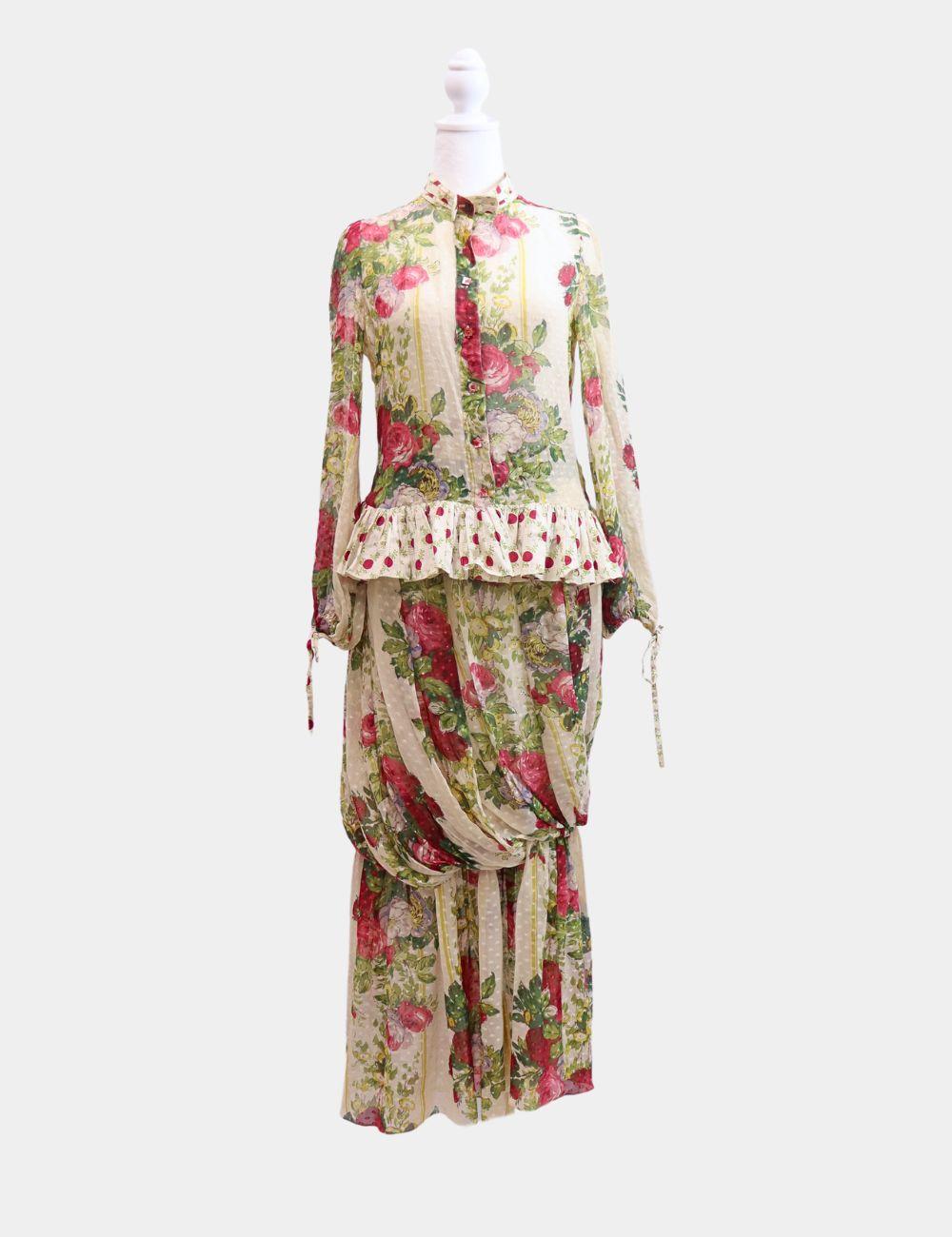 Kenzo Floral Blouse and Skirt Set EU 38 In Good Condition In Amman, JO