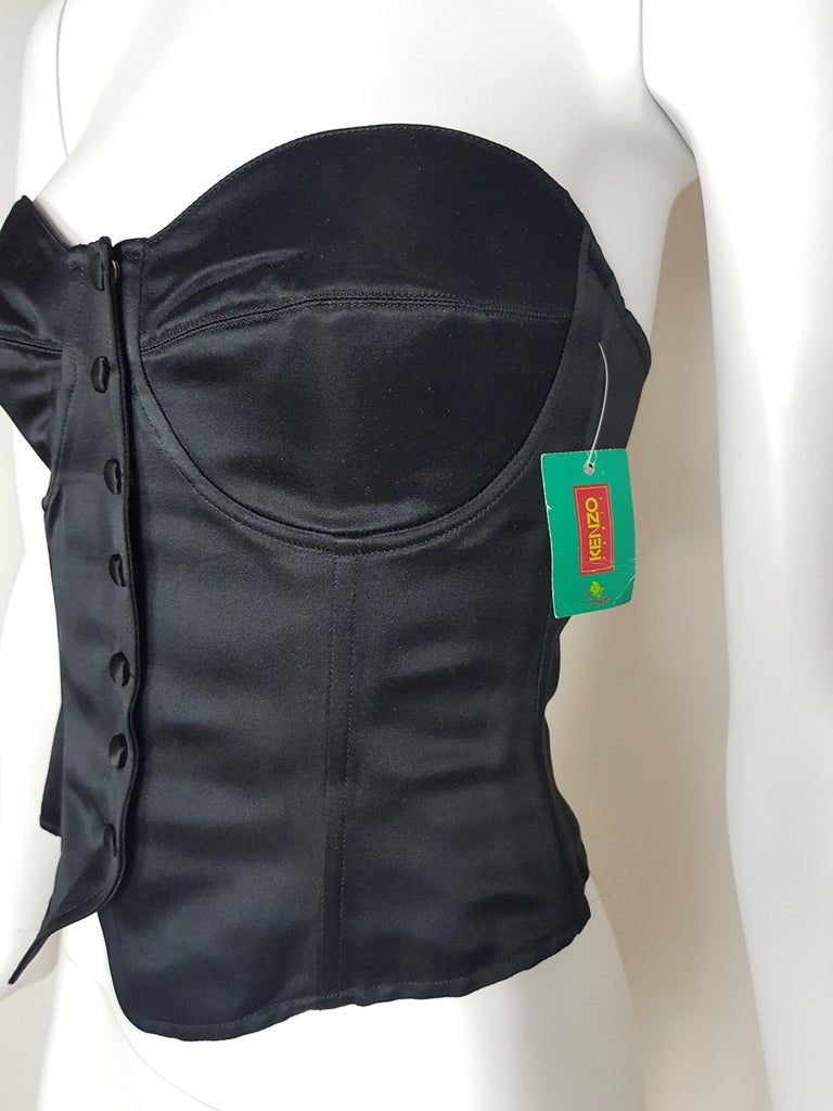 KENZO FW 1992 black silk Bustier NEW with tag For Sale at 1stDibs