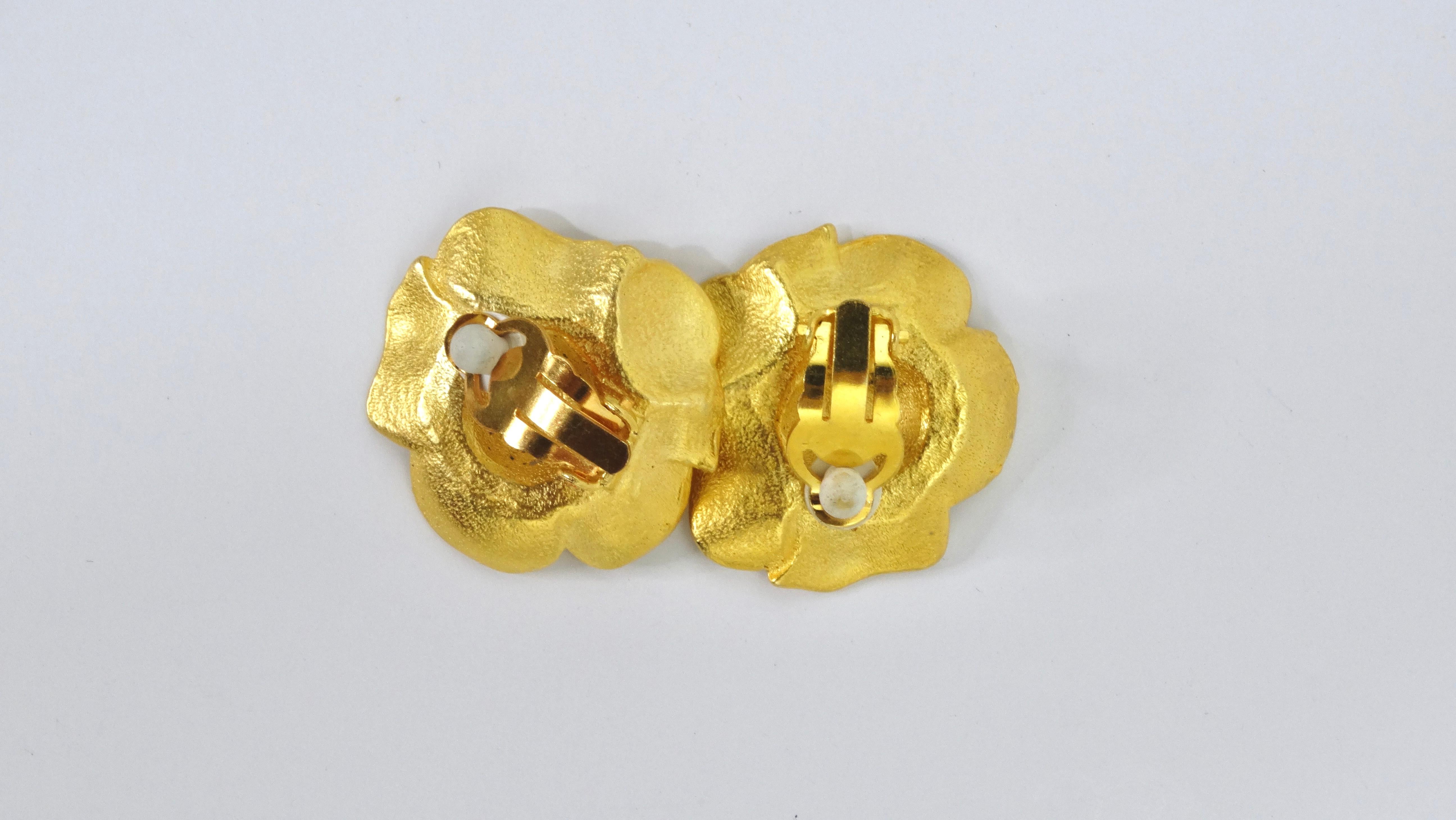 Kenzo Goldblumen-Ohrringe Damen im Angebot