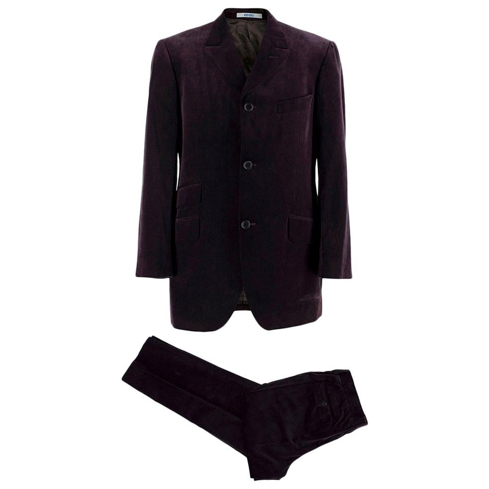 Kenzo Grape Wool Velvet Single Breasted Suit - Size L EU50 For Sale