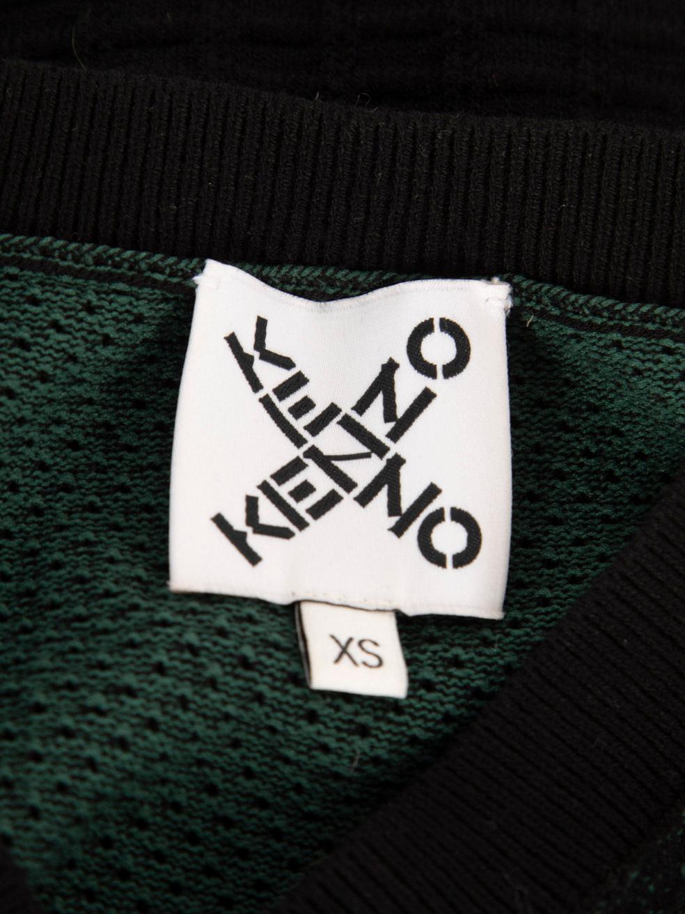 Kenzo Green & Black Knit Bodycon Dress Size XS For Sale 3