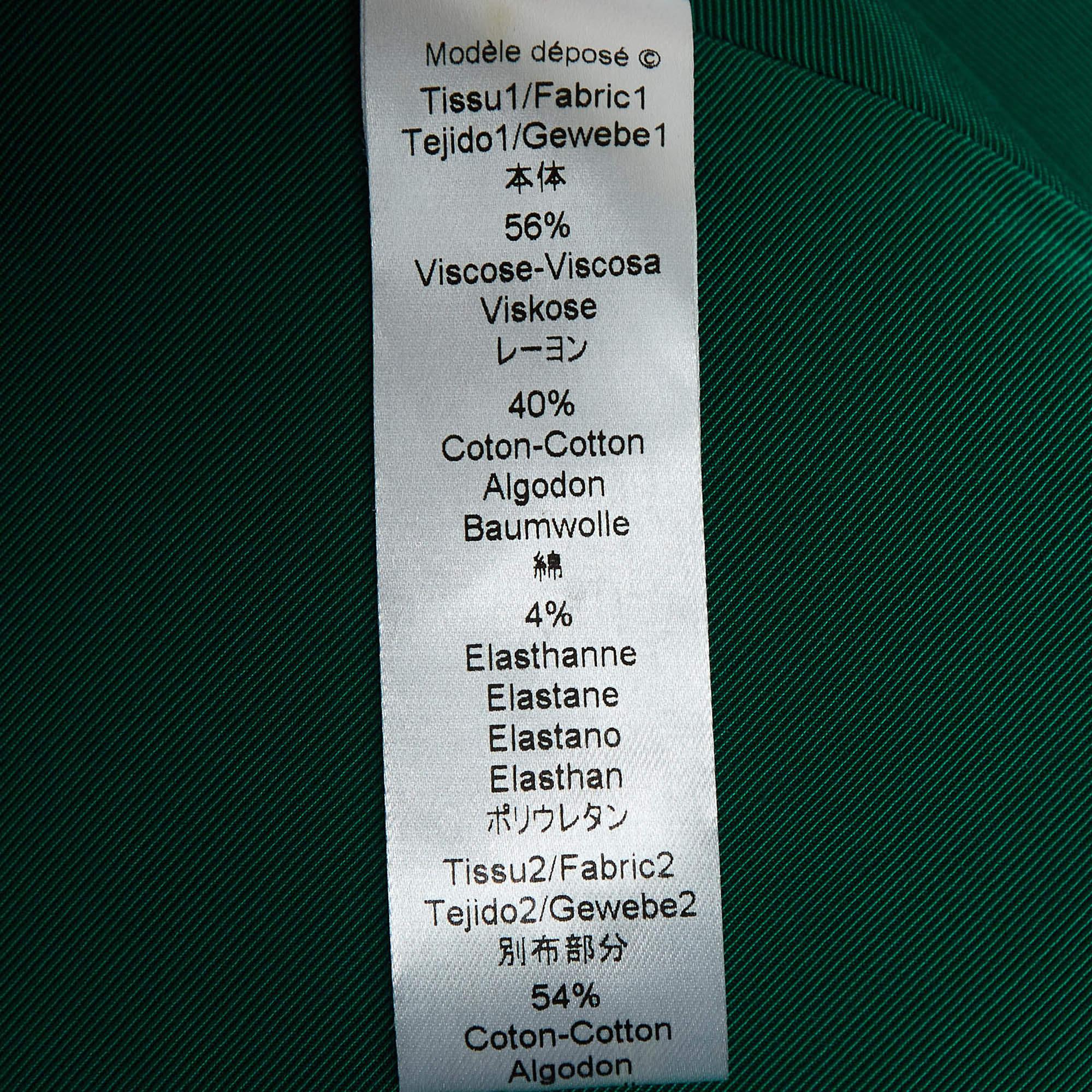 Kenzo Green Cotton Blend Patterned Neck Top S For Sale 1