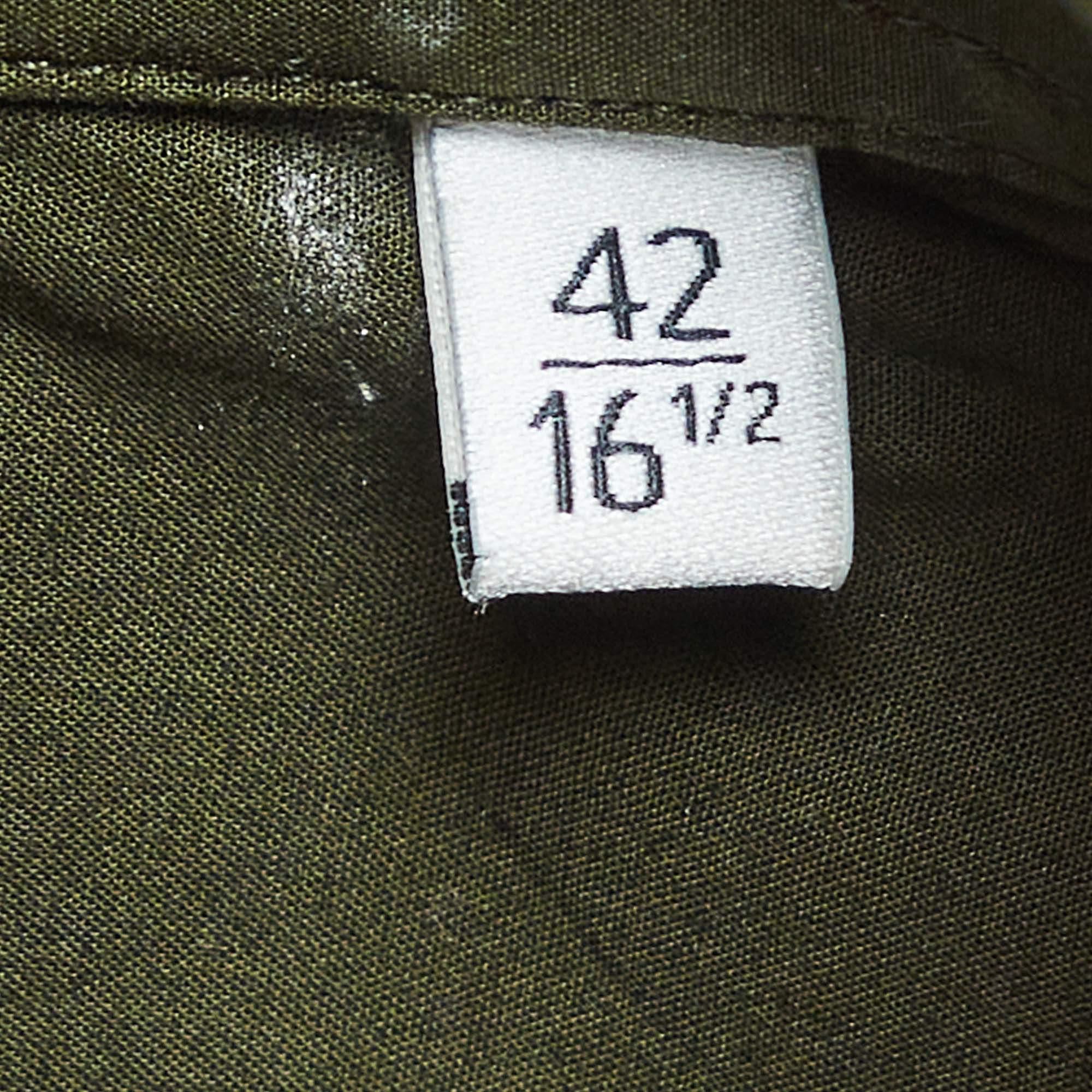 Kenzo Green Cotton Button Front Shirt XL For Sale 1