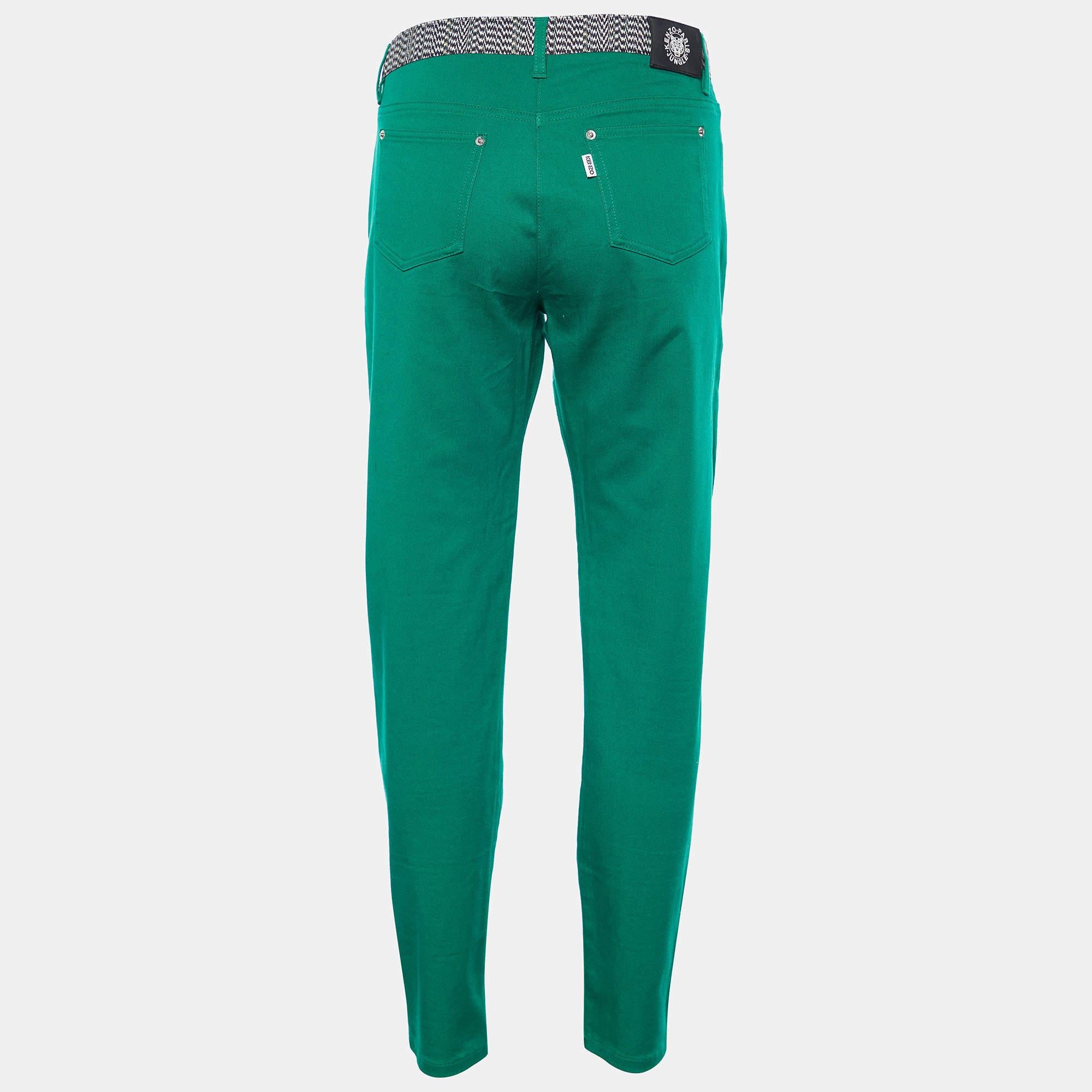 Every woman deserves a gorgeous pair of pants in her wardrobe. Stylish and trendy  these Kenzo trousers will define your taste in fashion. Complete your daily ensemble with these cotton trousers adorned with a contrasting waistband.