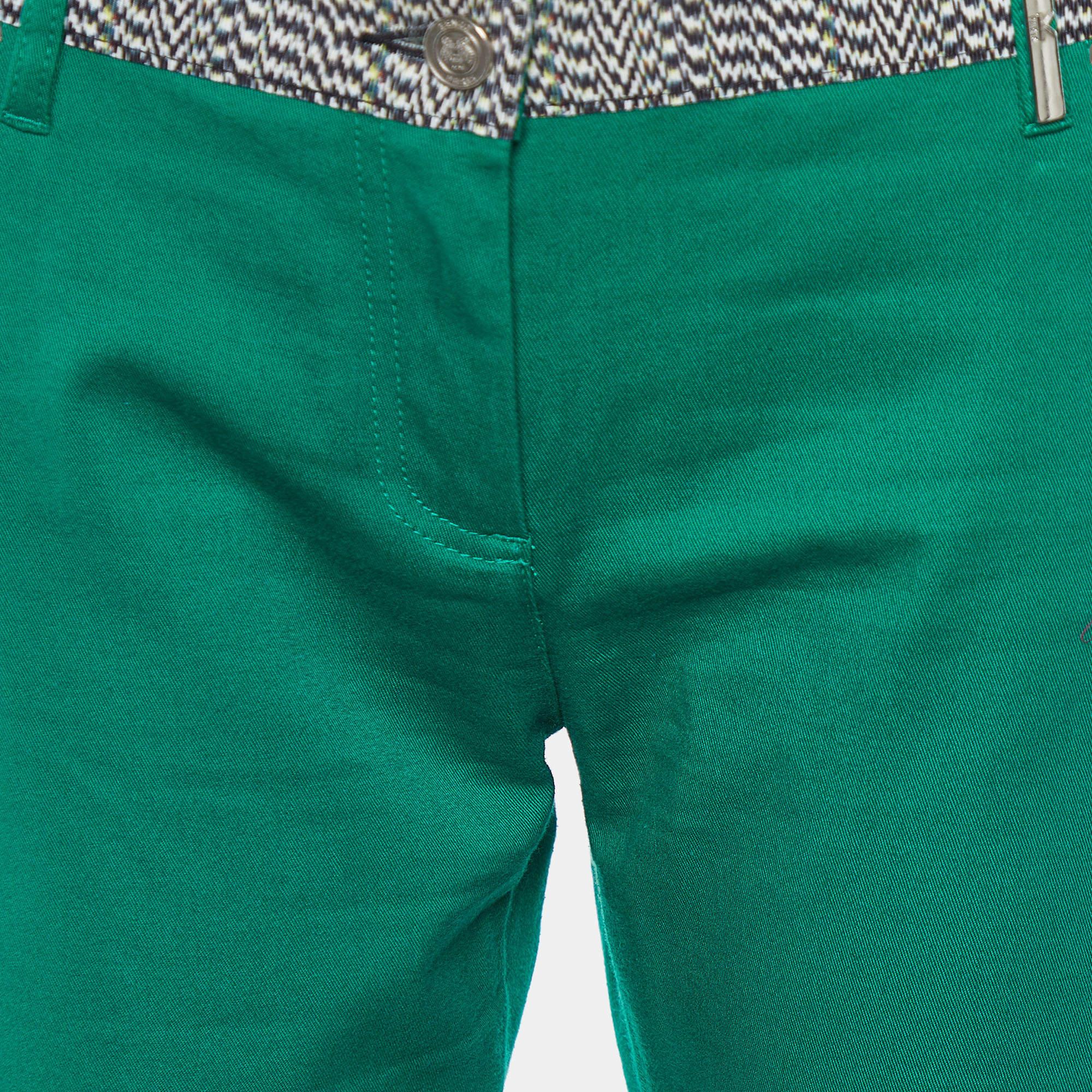 Kenzo Green Cotton Contrast Waist Band Trousers L In Good Condition For Sale In Dubai, Al Qouz 2