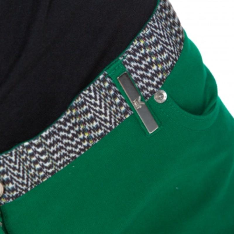Pantalon Kenzo à taille contrastée en coton vert M Excellent état à Dubai, Al Qouz 2