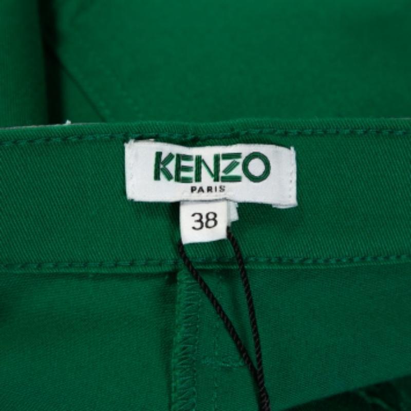  Pantalon Kenzo à taille contrastée en coton vert M Pour femmes 