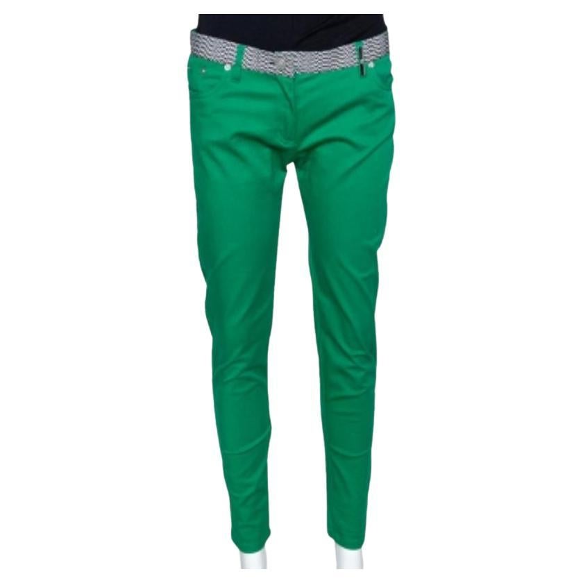 Kenzo Green Cotton Contrast Waist Band Trousers M