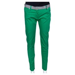 Kenzo Green Cotton Contrast Waist Band Trousers M