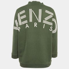 Kenzo Green Cotton Knit Printed Sweatshirt S