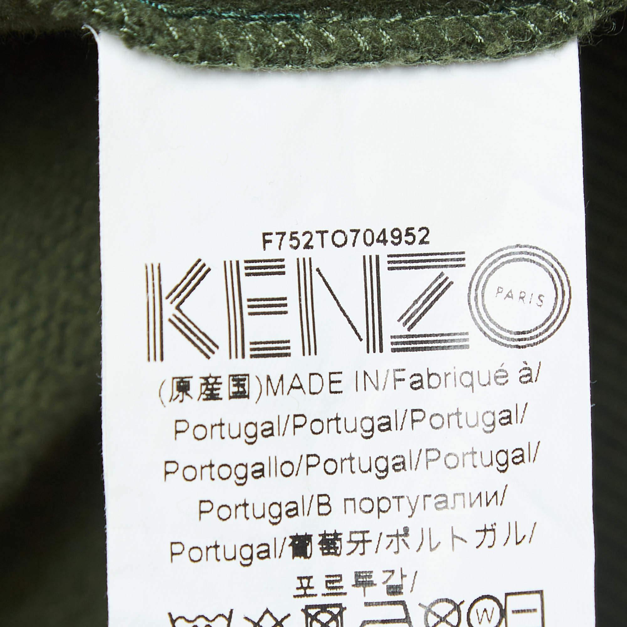 Kenzo - Sweat-shirt imprimé en tricot de coton vert S Pour femmes en vente