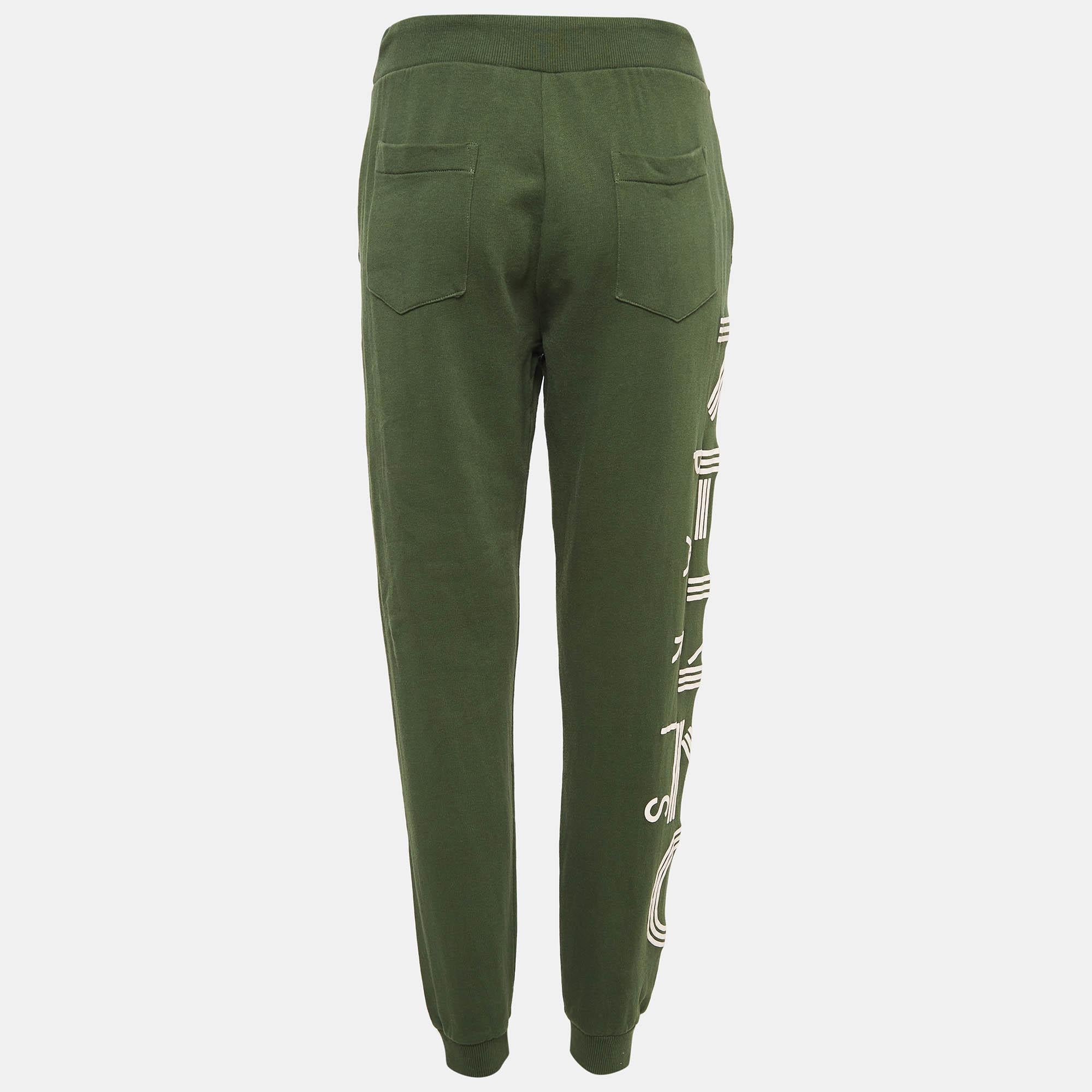 Noir Pantalon de survêtement Kenzo imprimé en coton vert M en vente