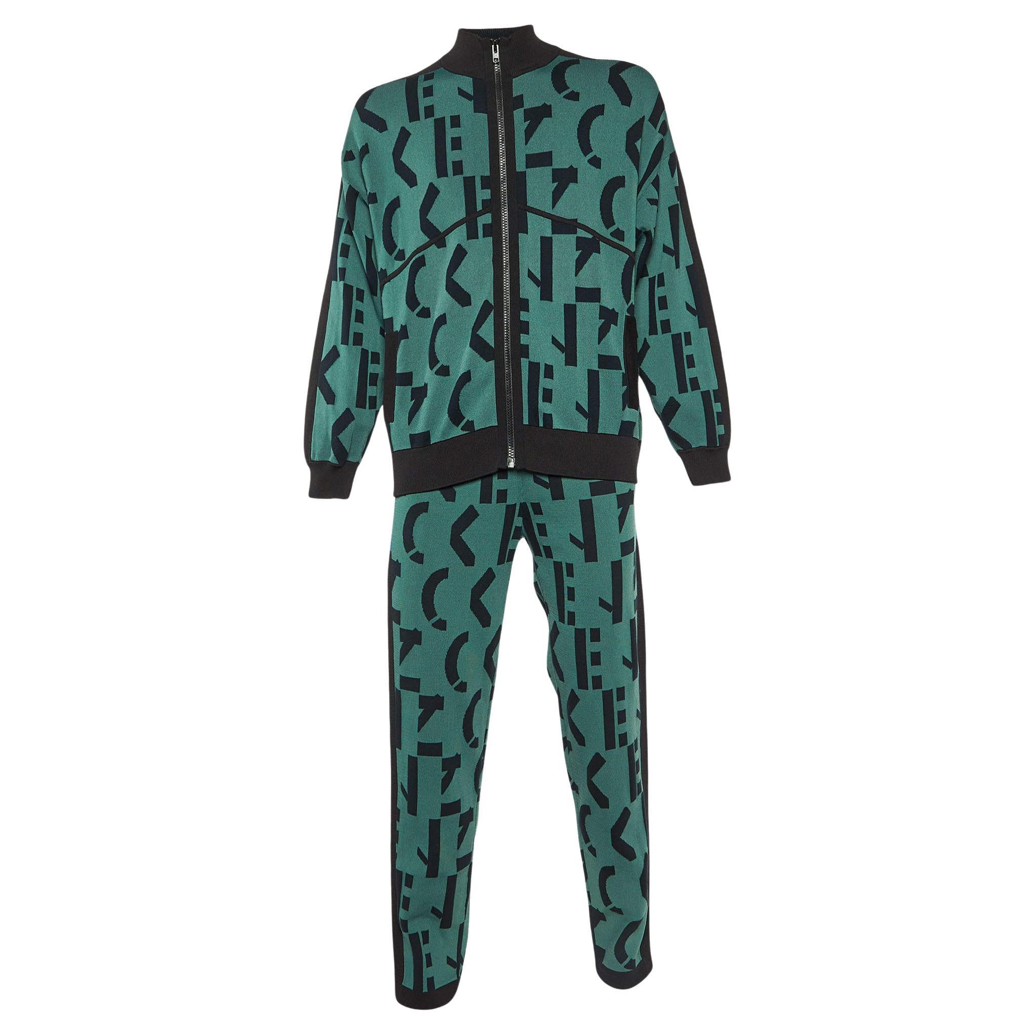 Kenzo Green Logo Knit Track Suit Set M/S For Sale