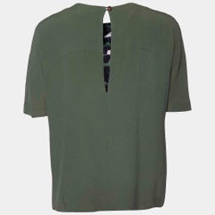 Kenzo Green Printed Silk Short Sleeve Top M