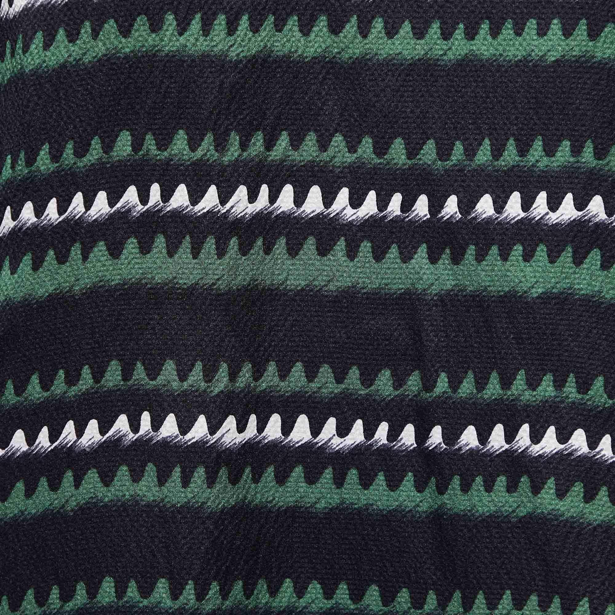 Black Kenzo Green Printed Silk Short Sleeve Top M For Sale