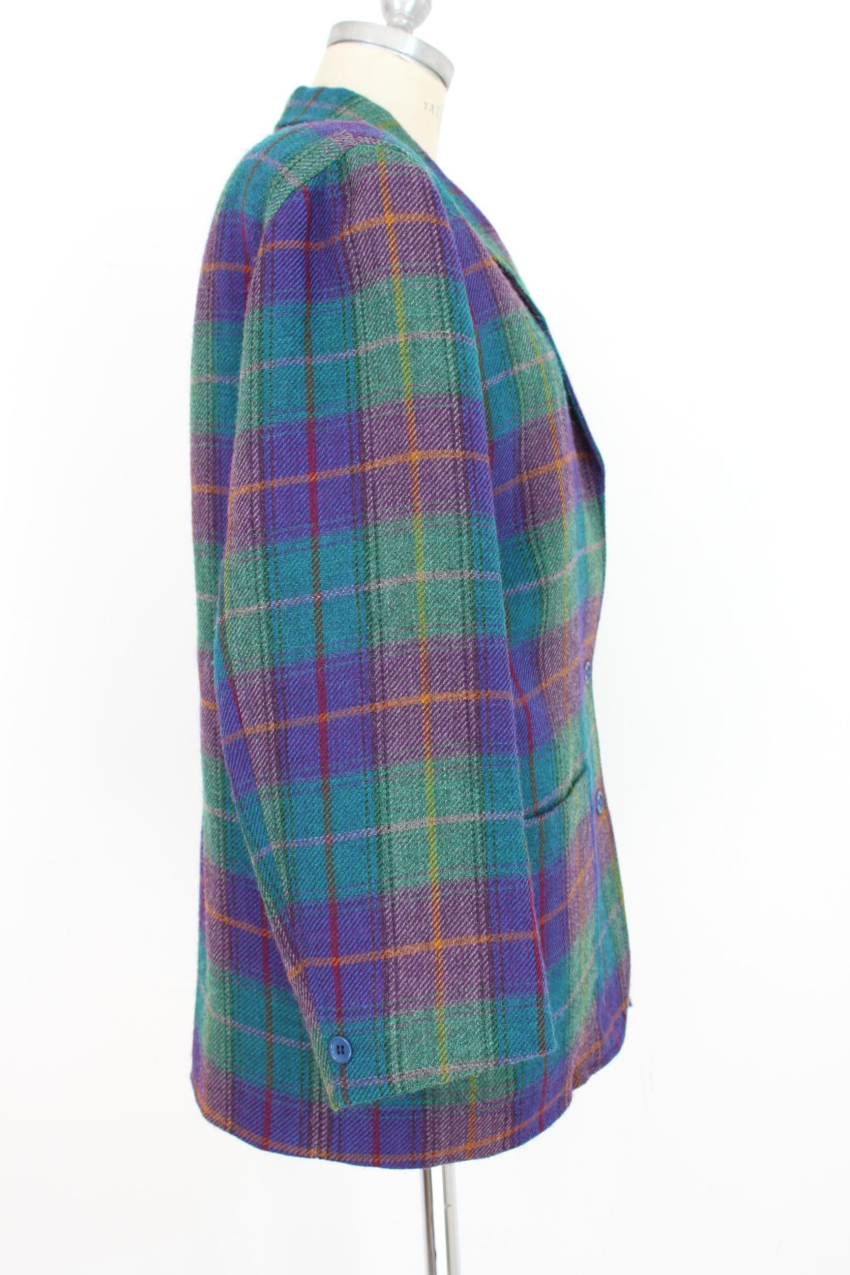 Kenzo Green Tartan Wool Check Pants Suit Dress 1980s In Excellent Condition In Brindisi, Bt