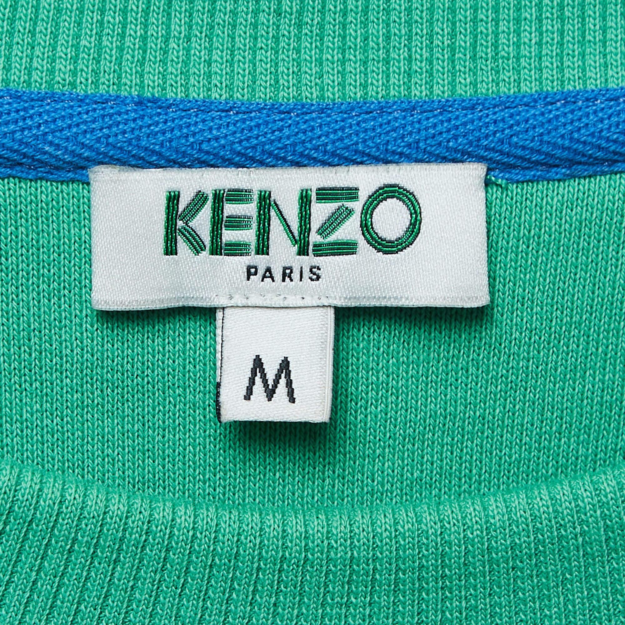 Men's Kenzo Green Tiger Embroidered Cotton Crew Neck Sweatshirt M