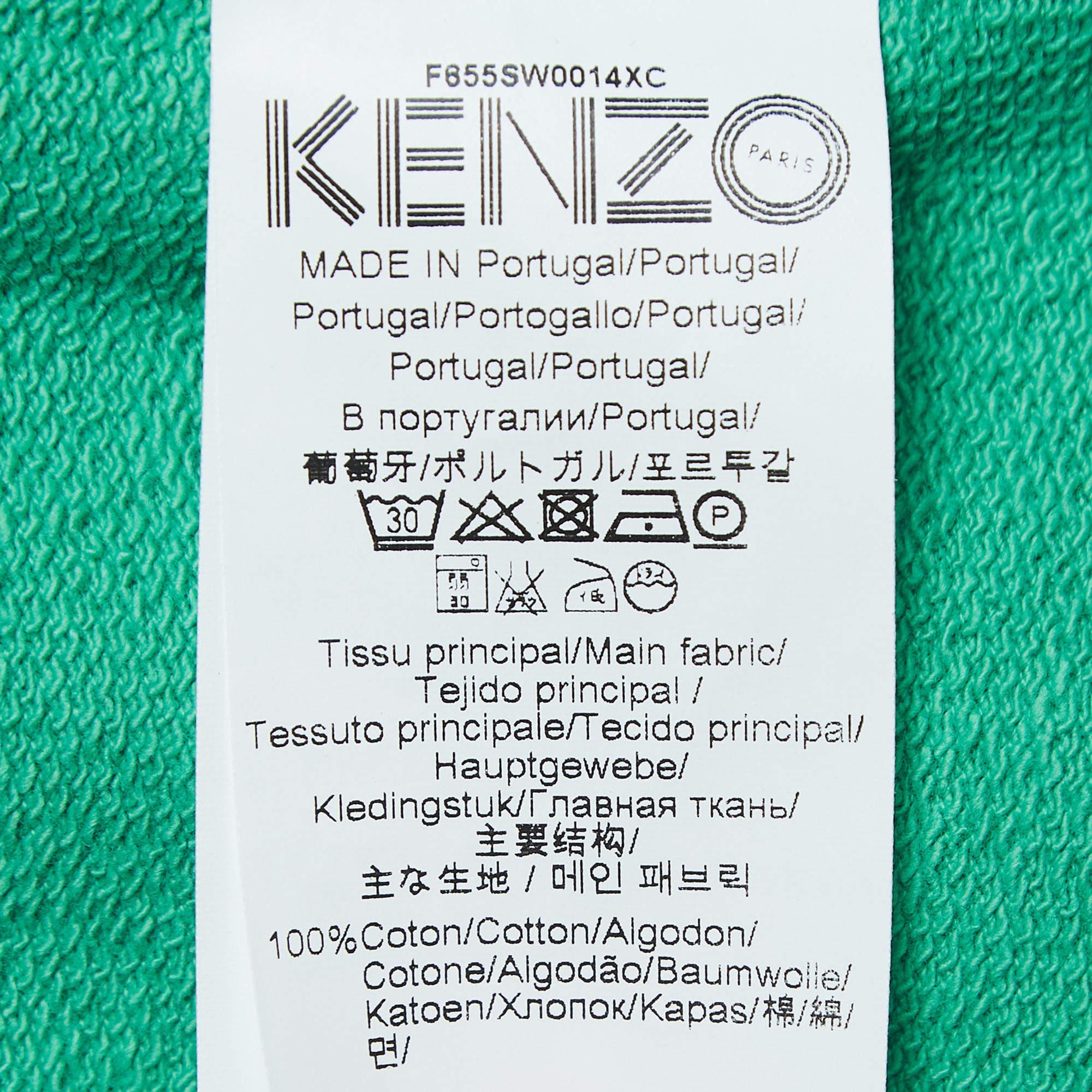 Kenzo Green Tiger Embroidered Cotton Crew Neck Sweatshirt M 1