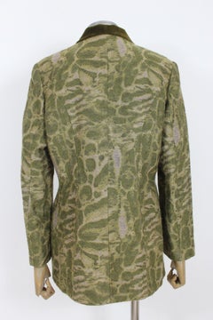 Kenzo - Veste camouflage vintage en laine verte des années 1980