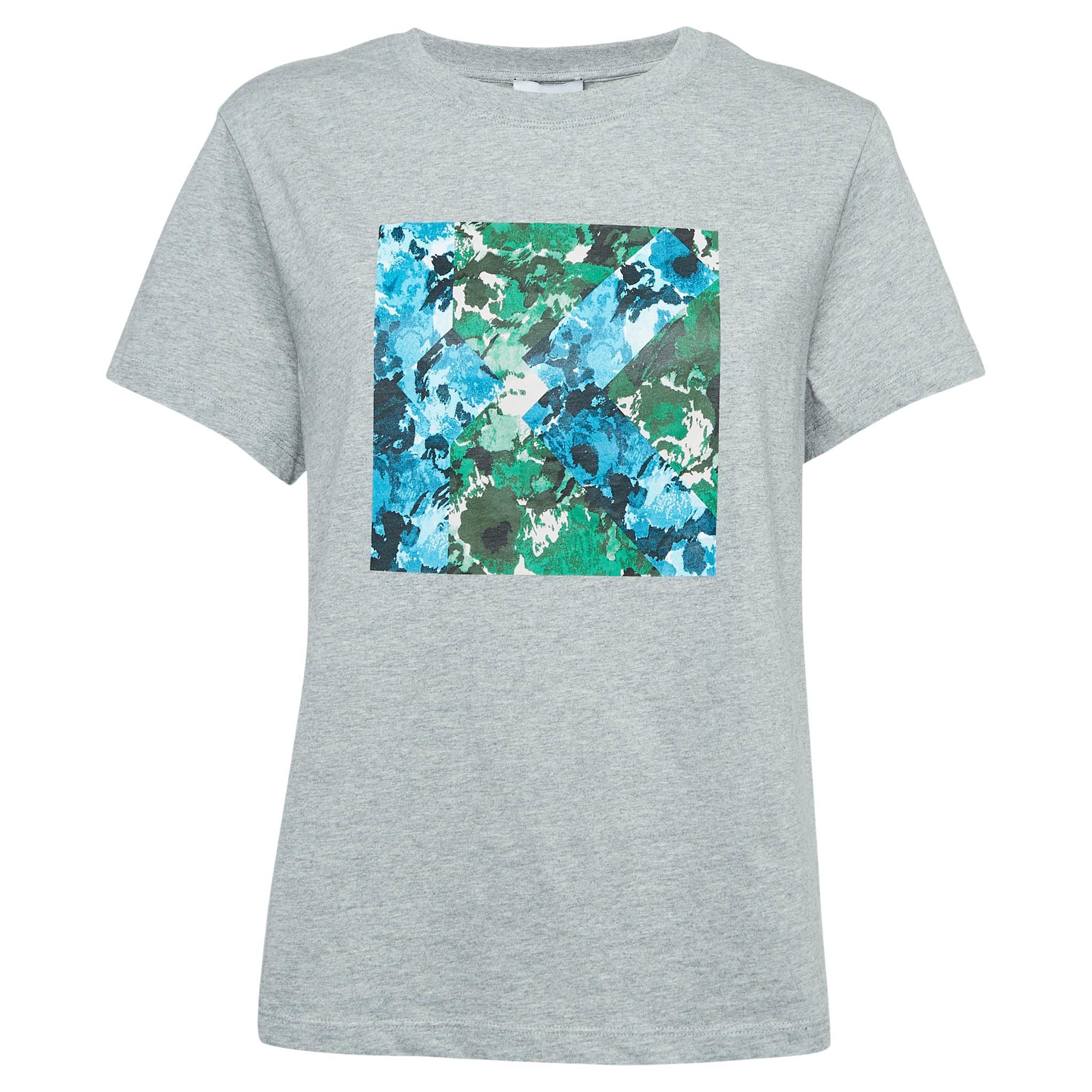 Kenzo Grey Artwork Printed Cotton Knit Classic Fit T-Shirt XL For Sale