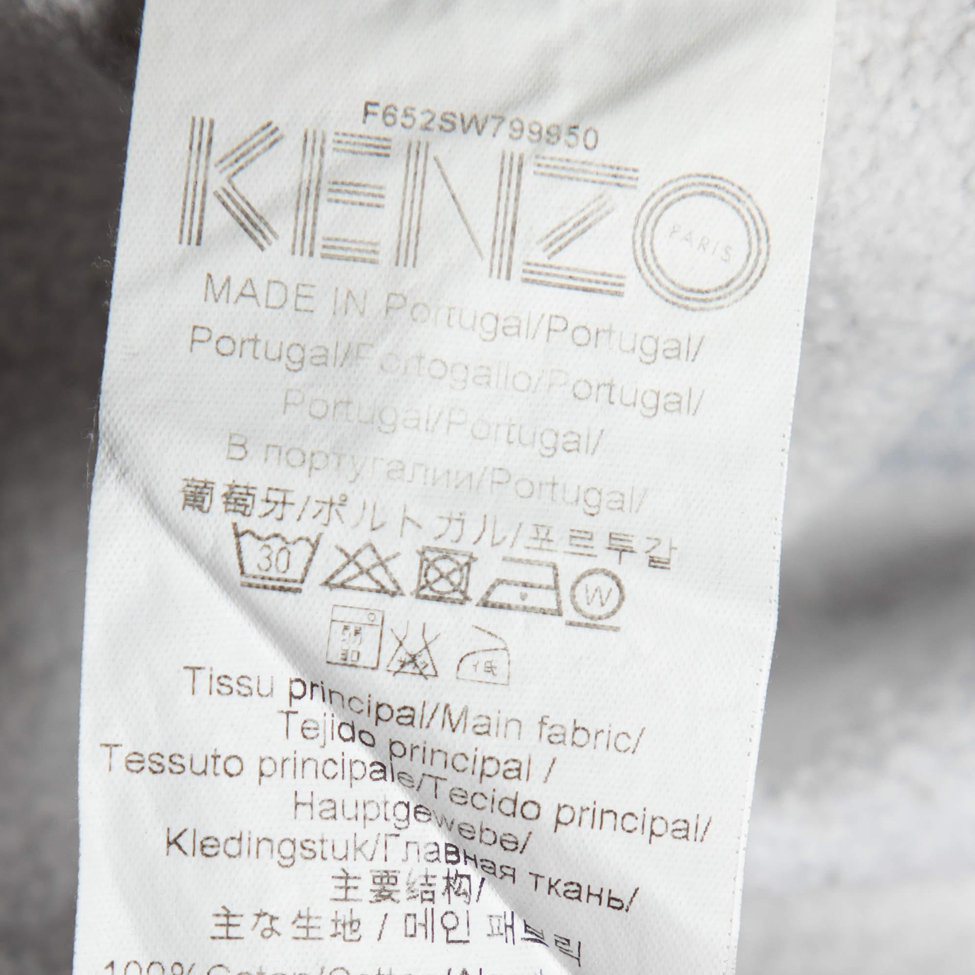 Women's Kenzo Grey Cactus Applique Cotton Knit Long Sleeve Sweatshirt L For Sale