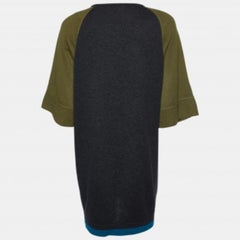 Kenzo Grey Colorblock Wool Knit Sweater Dress S