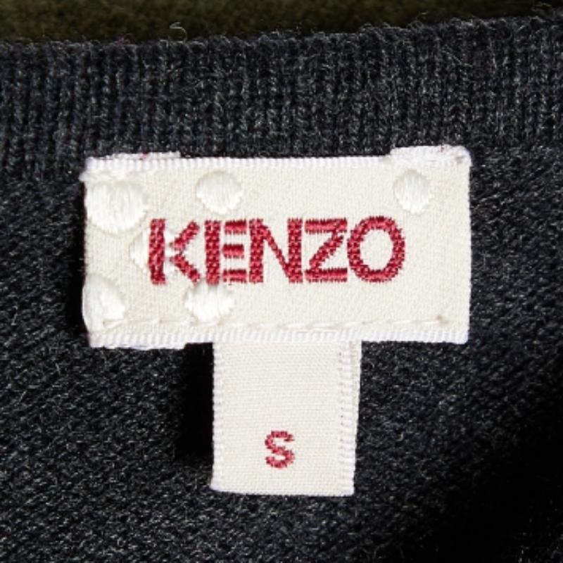 Kenzo Grau Colorblock Wollstrickpullover Kleid S im Zustand „Hervorragend“ im Angebot in Dubai, Al Qouz 2
