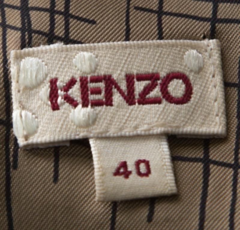 Graues Kleid mit Gürtel aus Stretch-Baumwoll mit geblümtem Pinselstrich von Kenzo, M Damen im Angebot
