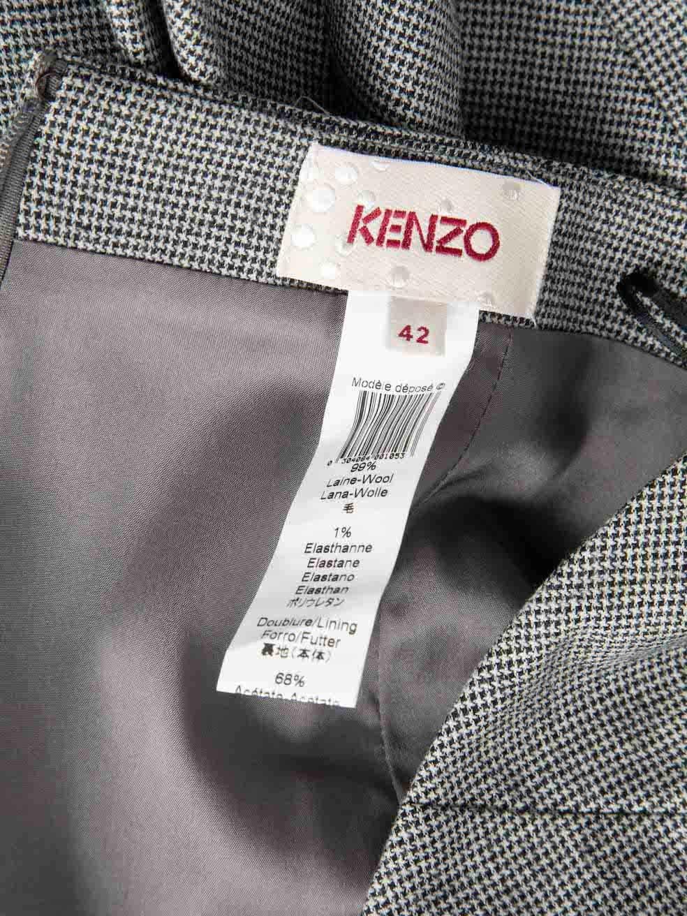 Kenzo Grey Houndstooth Straight Skirt Size XL In Excellent Condition In London, GB