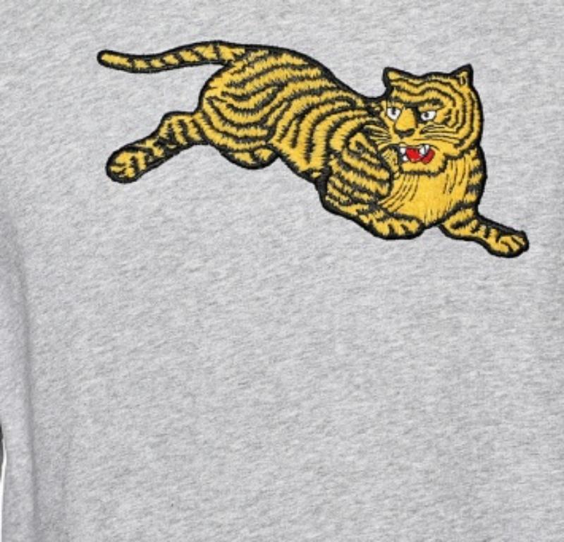 Gray Kenzo Grey Knit Flying Tiger Embroidery Detail Sweatshirt S