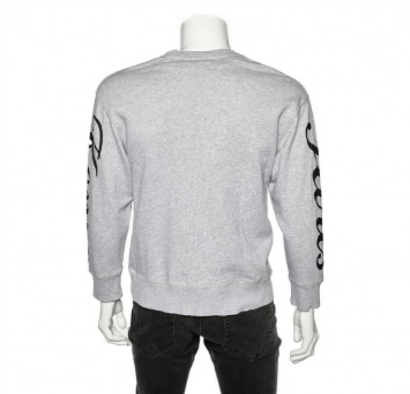 Men's Kenzo Grey Knit Flying Tiger Embroidery Detail Sweatshirt S