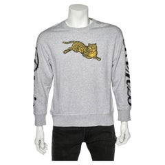 Kenzo - Sweat-shirt en tricot gris avec broderie de tigre volant S
