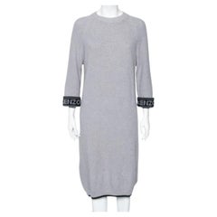 Robe-pull Kenzo à manches longues ornée d'un logo en tricot gris S