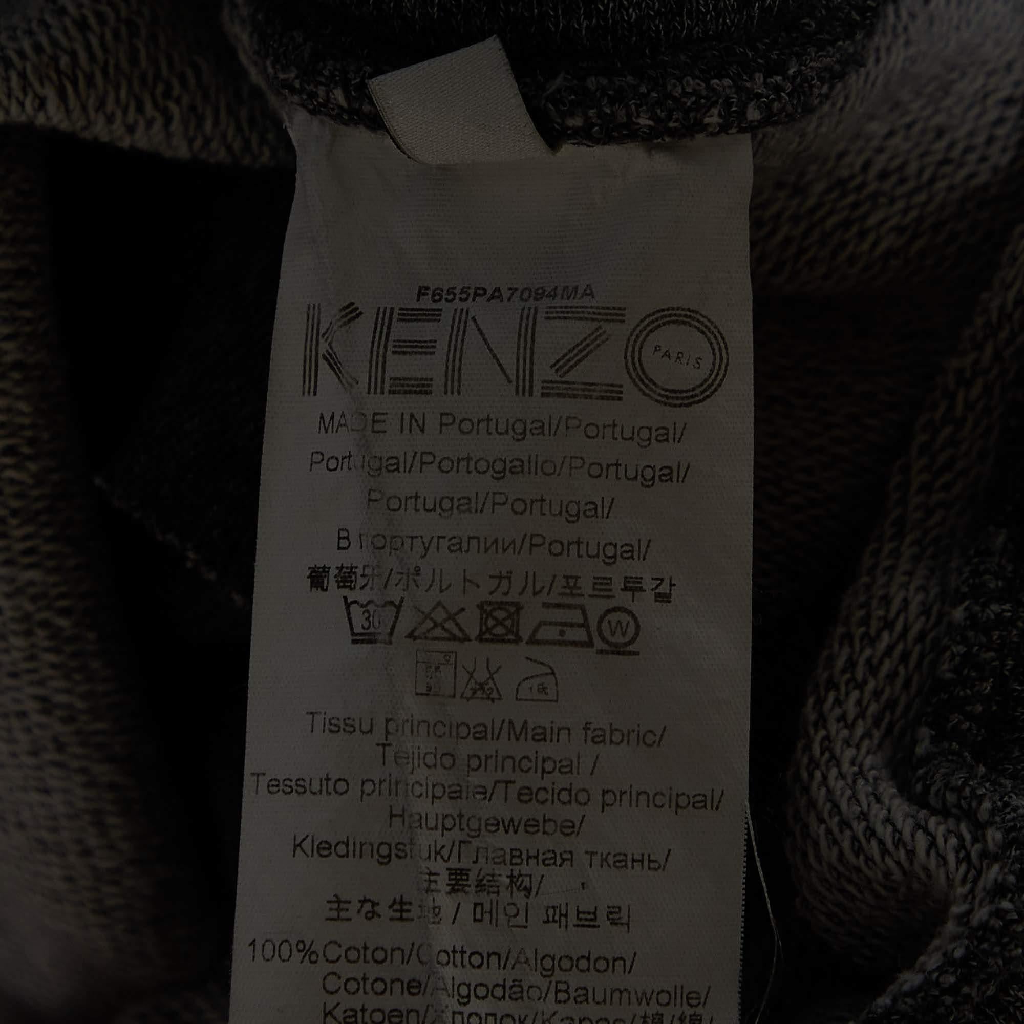 Men's Kenzo Grey Melange Cotton Logo Detail Jogger Pants S For Sale