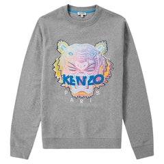Kenzo Grey Tiger Logo Embroidered Sweatshirt - S