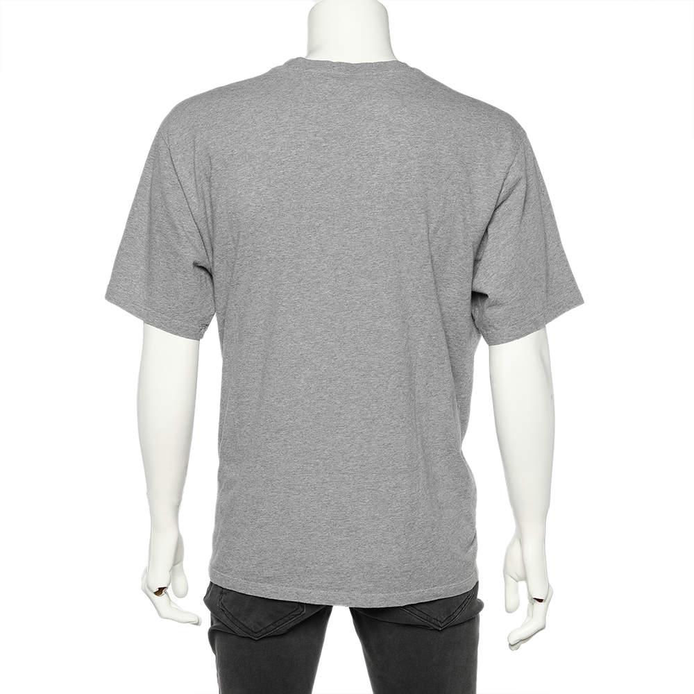 Gray Kenzo Grey Tiger Printed Cotton Crewneck T-Shirt 3XL