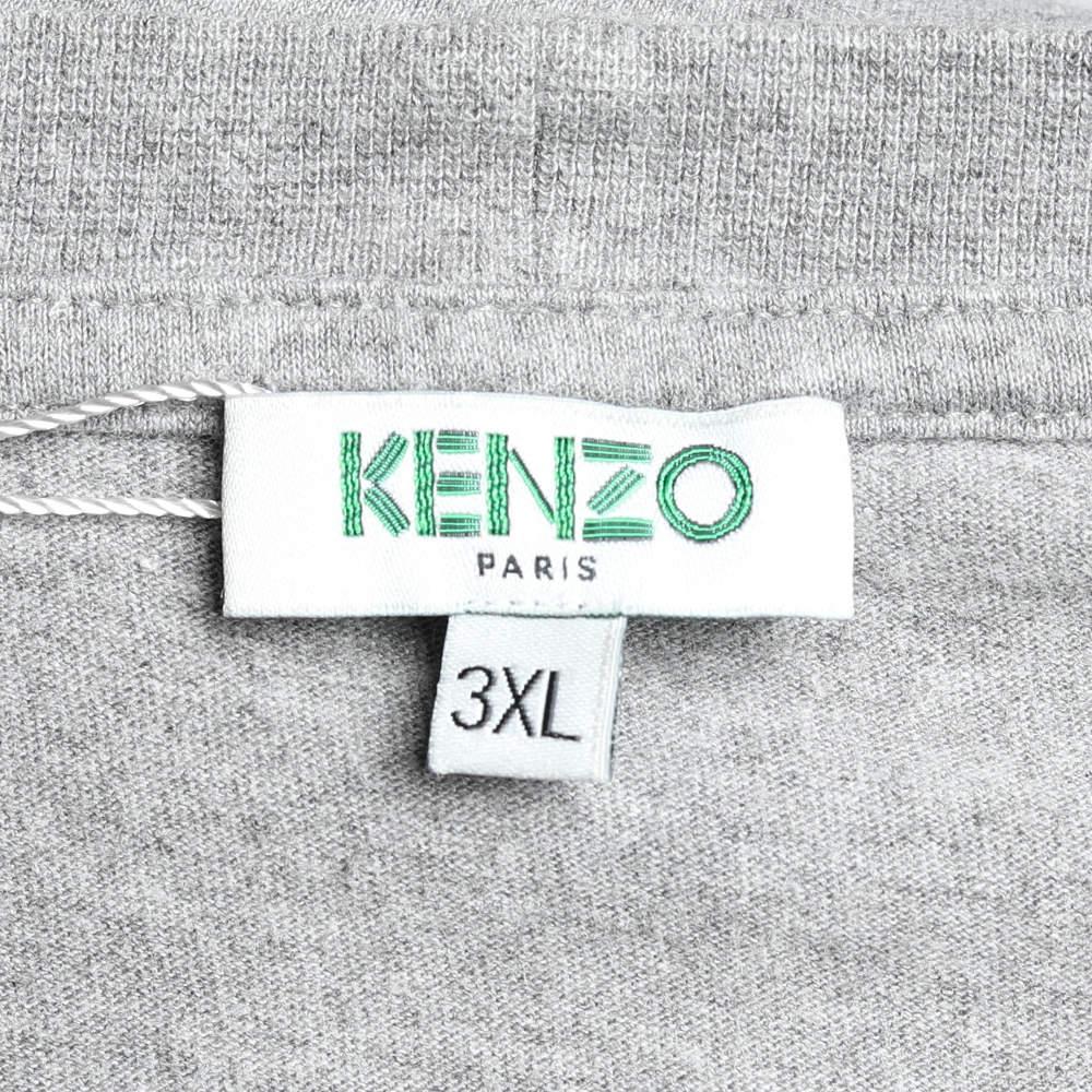 Men's Kenzo Grey Tiger Printed Cotton Crewneck T-Shirt 3XL