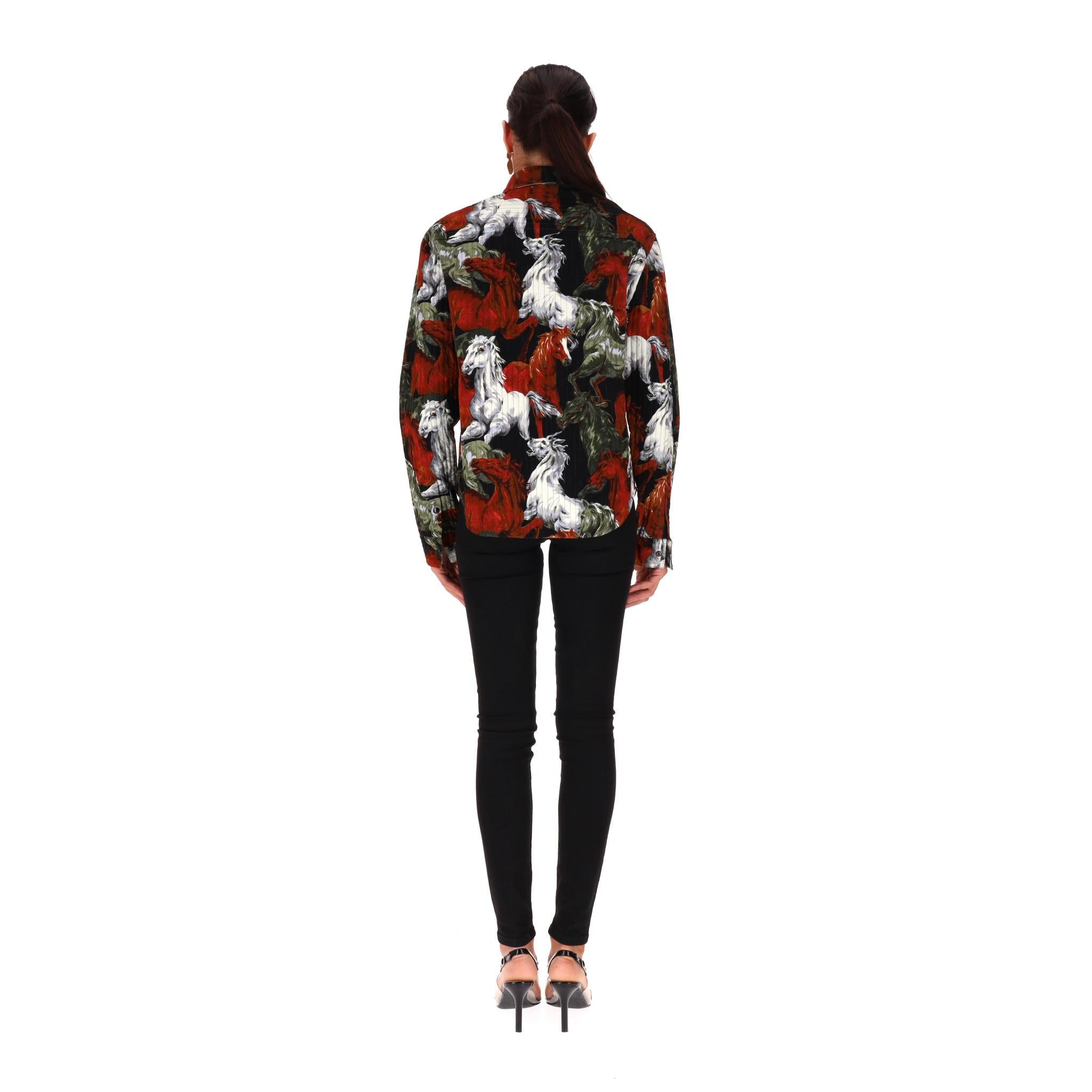Giacca a camicia in cotone con stampa di cavalli di Kenzo In condizioni Nuovo in vendita a London, GB