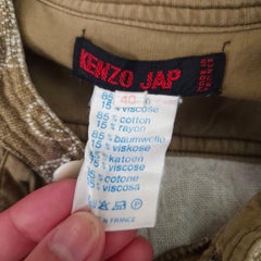 Kenzo Jap vintage khaki dress with vintage 1970s white flower pattern