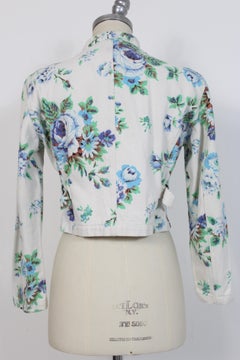 Kenzo Jeans Blue Beige Cotton Denim Floral Short Jacket