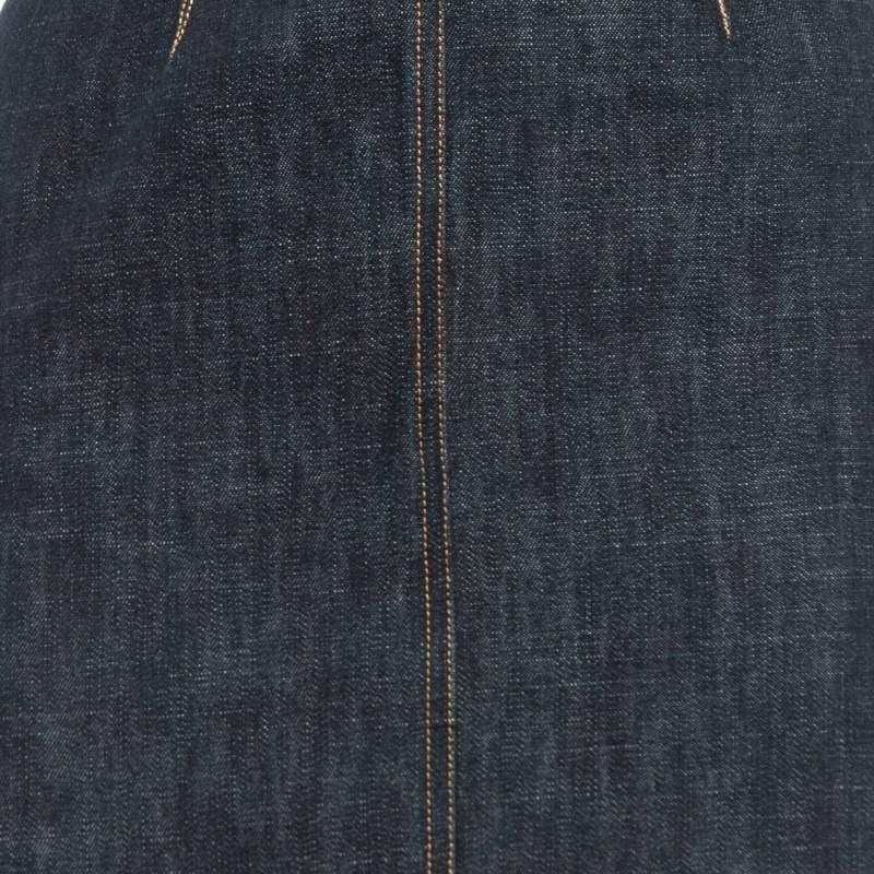 Black Kenzo Jeans Navy Blue Studded Denim Flared Maxi Skirt S