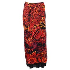 Kenzo Jeans Orange Printed Jersey Skirt L