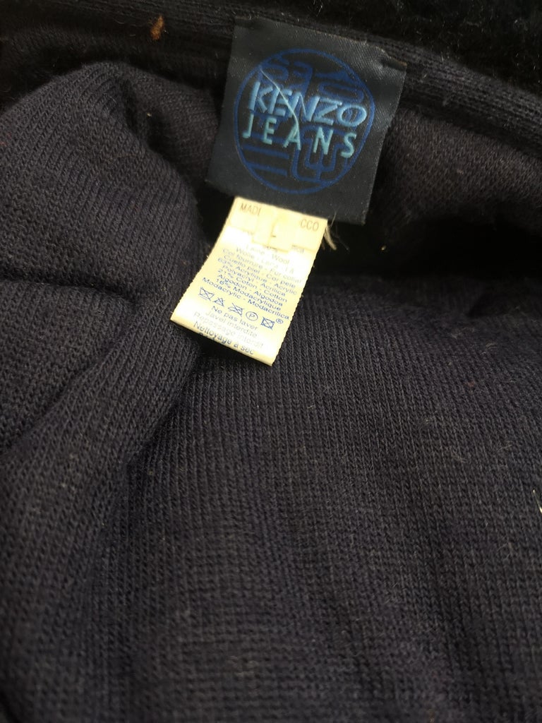 Kenzo jungle blue leaves wool jacket / cardigan For Sale at 1stDibs