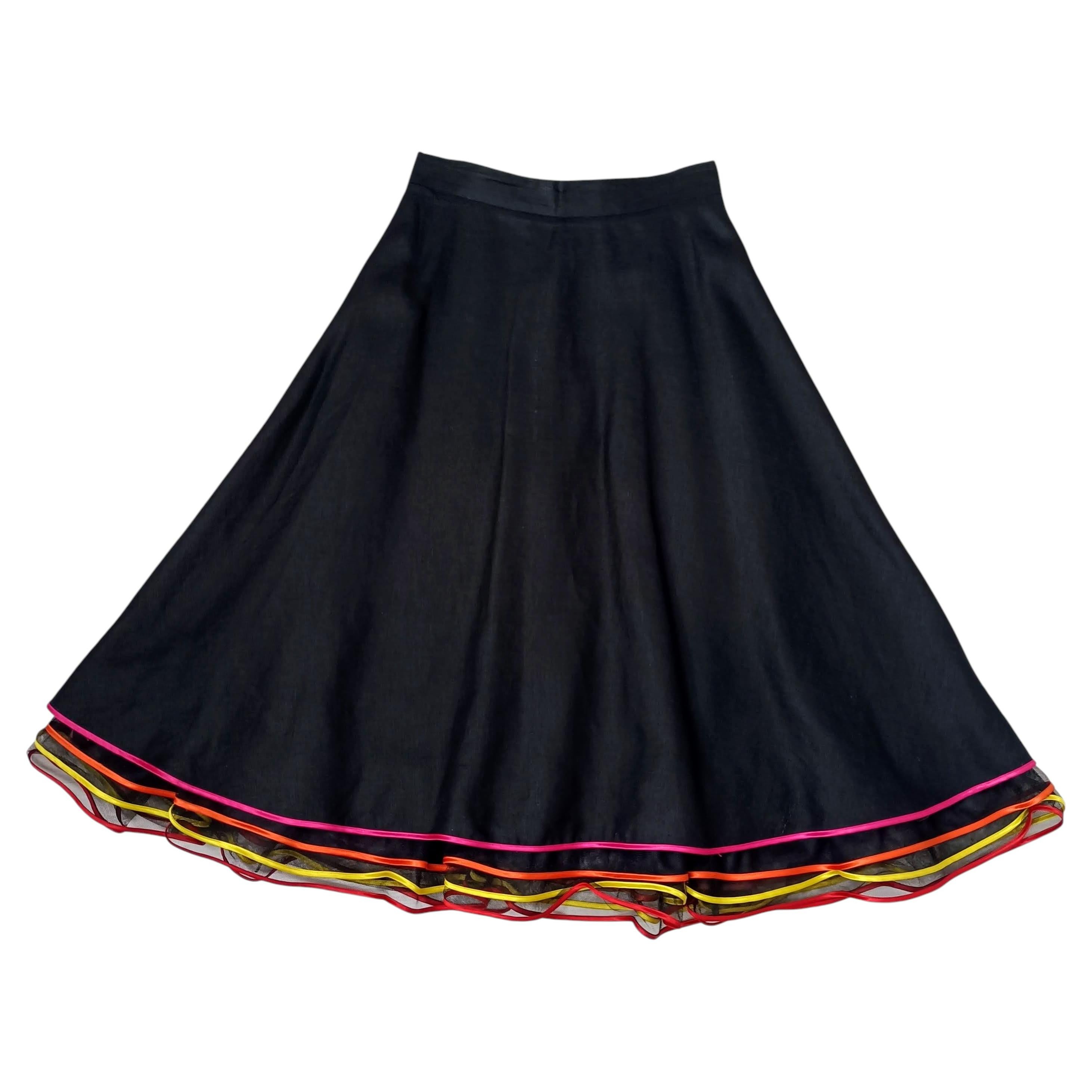 Kenzo Jungle linen skirt with ruffles vintage 1990s